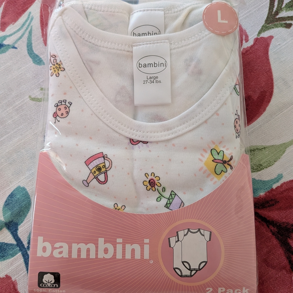 Bambini Kids Printed White Bodysuit 2-Pack